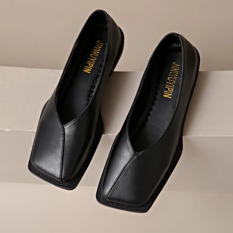 Retro Low Heel Square Toe Shoes