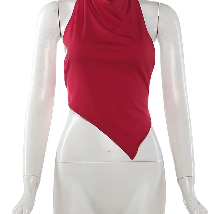 Backless Halter Crop Tank Top