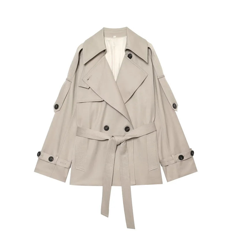 High-Neck Sashes Short Coat