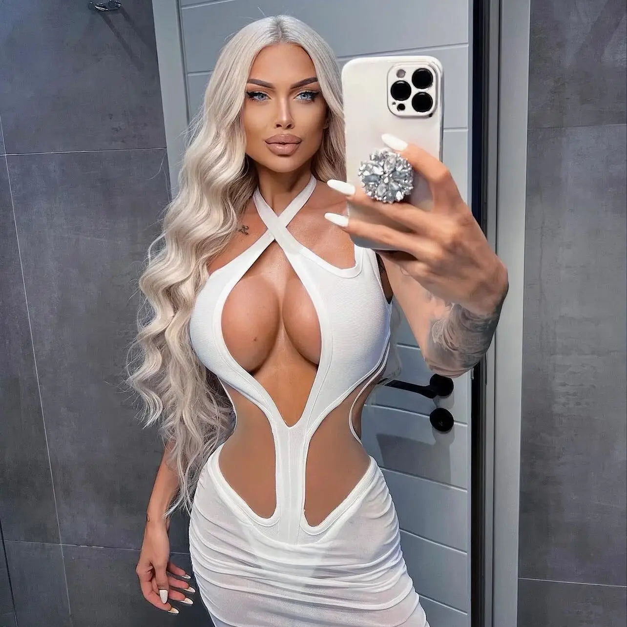 Sleeveless Hollow-Out Bodycon Midi Dress