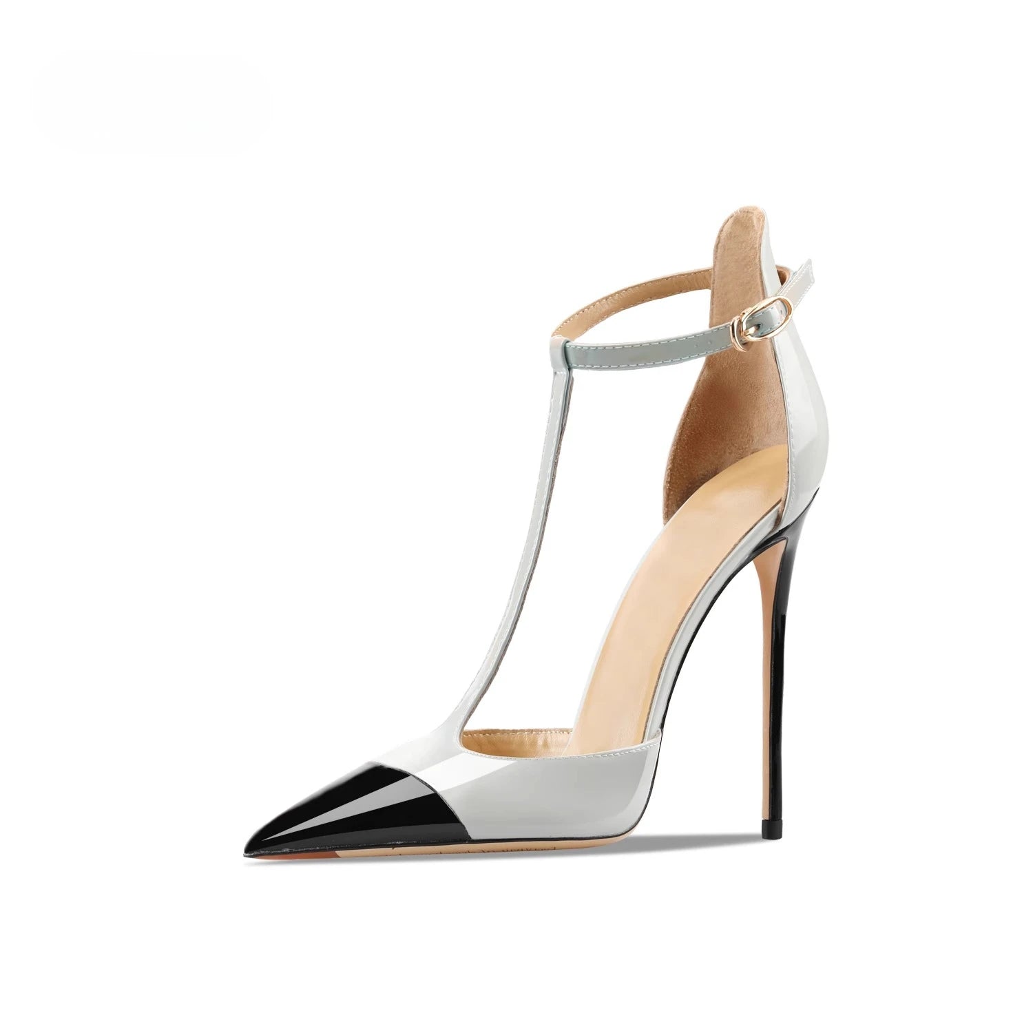 Pointed Toe T-Ankle Strap Pumps Shoes