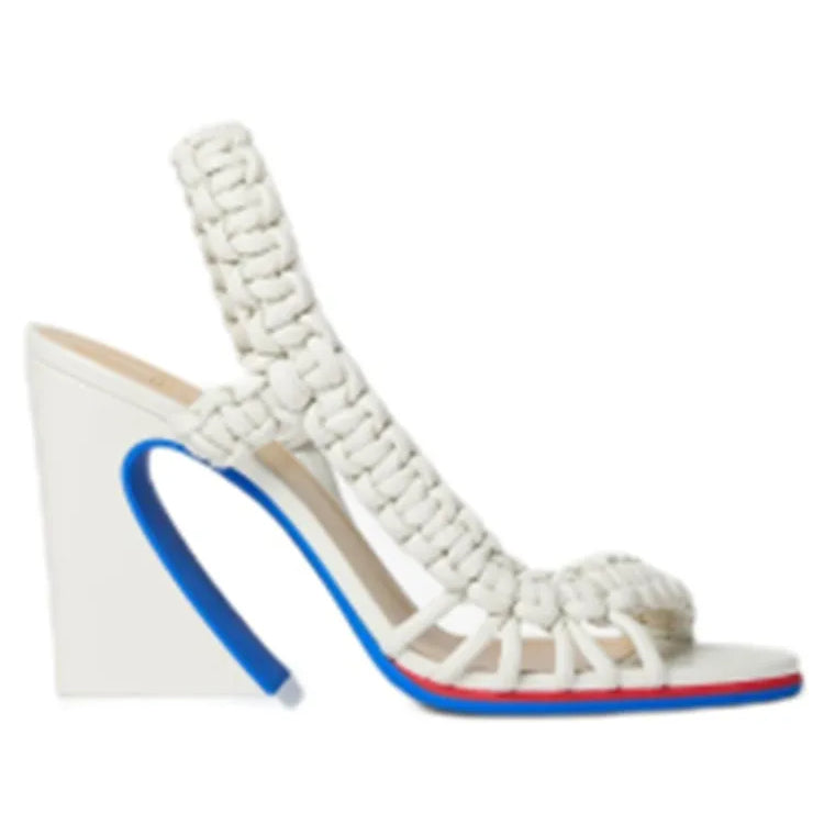 Slanted Braid Strapped Style Pump Sandals