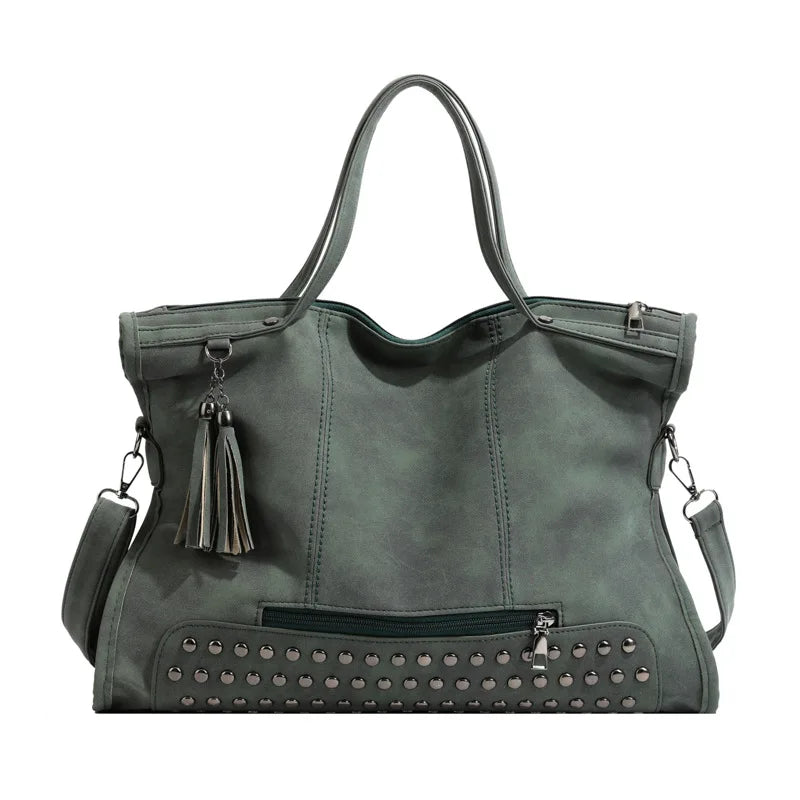 Smoky Rectangular Rivets Shoulder Bag