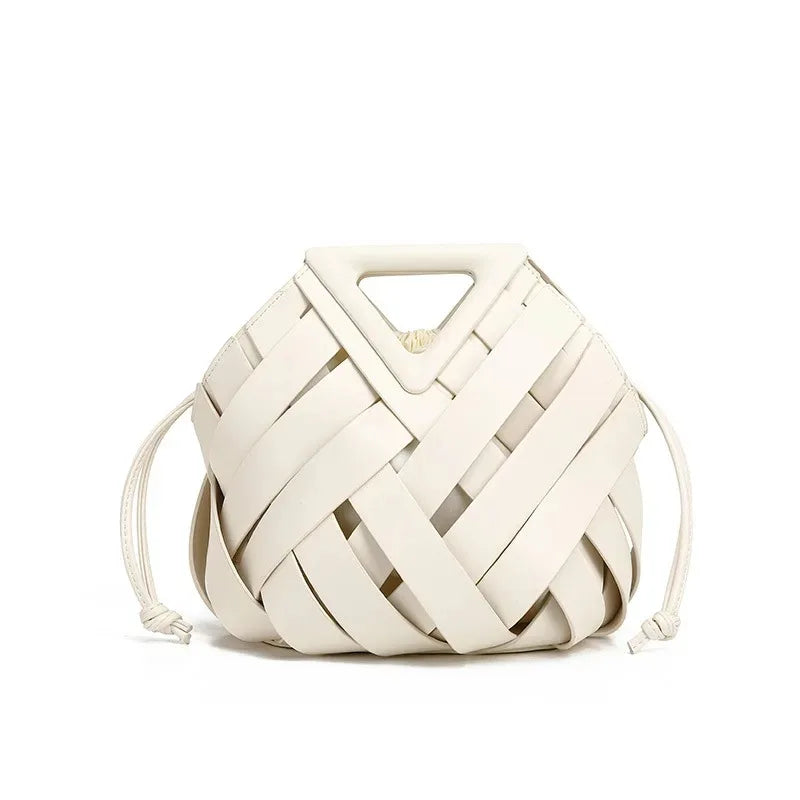 PU Leather Woven Shoulder Bag