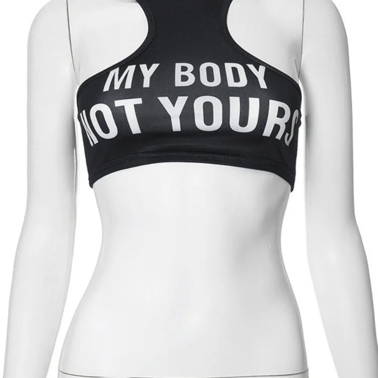 Letter Printing Crop Tank Top