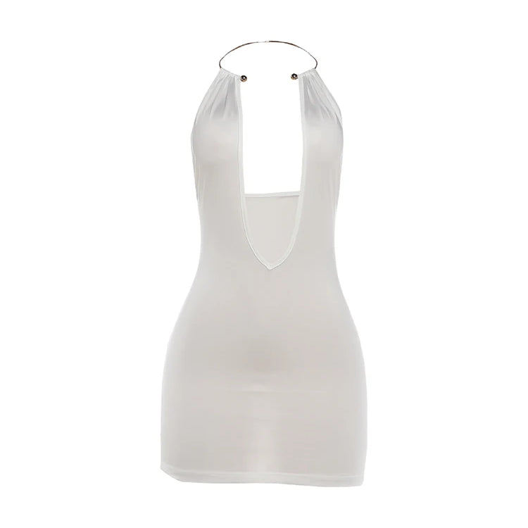 Halter Neck Backless Mini Dress