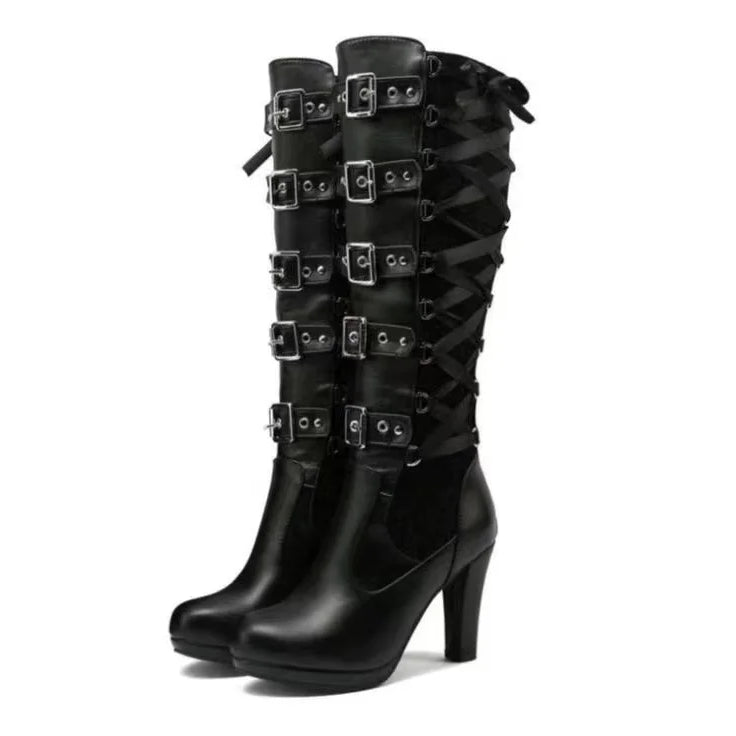 Bold Gothic Flair Knee-High Boots