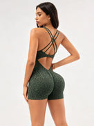 Leopard Print Backless Activewear Romper
