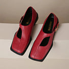 Square Toe Soft Soled Buckle Strap Shoes