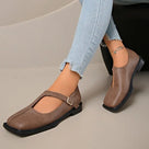 Square Toe Soft Soled Buckle Strap Shoes
