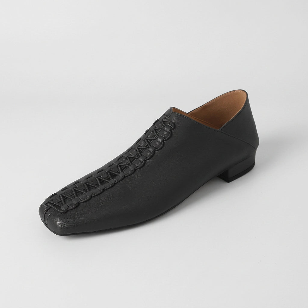 Retro Loop Lace Low Heel Square Toe Shoes