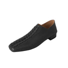 Retro Loop Lace Low Heel Square Toe Shoes