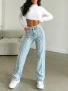 Distressed Frayed Seams High Waist Jeans