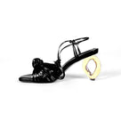 Square Toe Knotted Button Heels Sandals