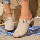 Closed Toe Block Heel Mules Shoes