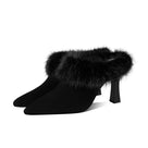 Pointed Toe Furry Suede Pump Shoes