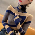 Multishade Geometric Turtleneck Knit Top