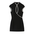 Hollow Out Stand Collar Mini Dress