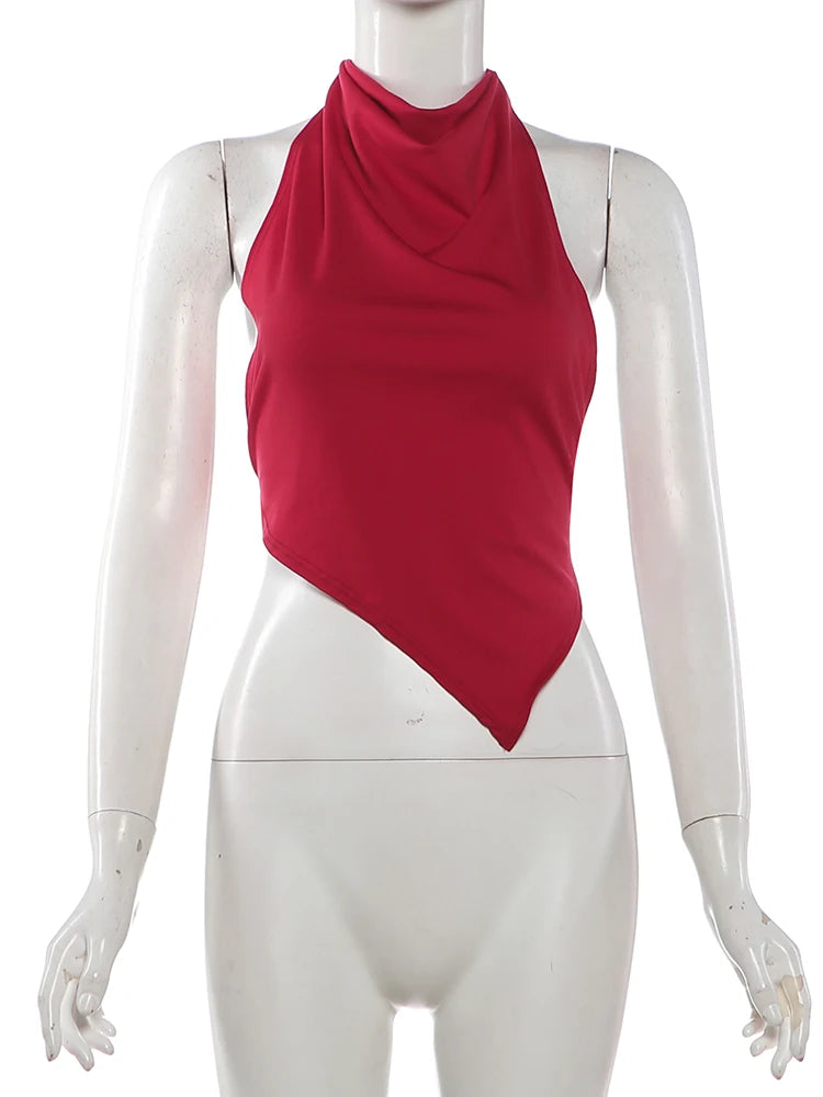Backless Halter Crop Tank Top