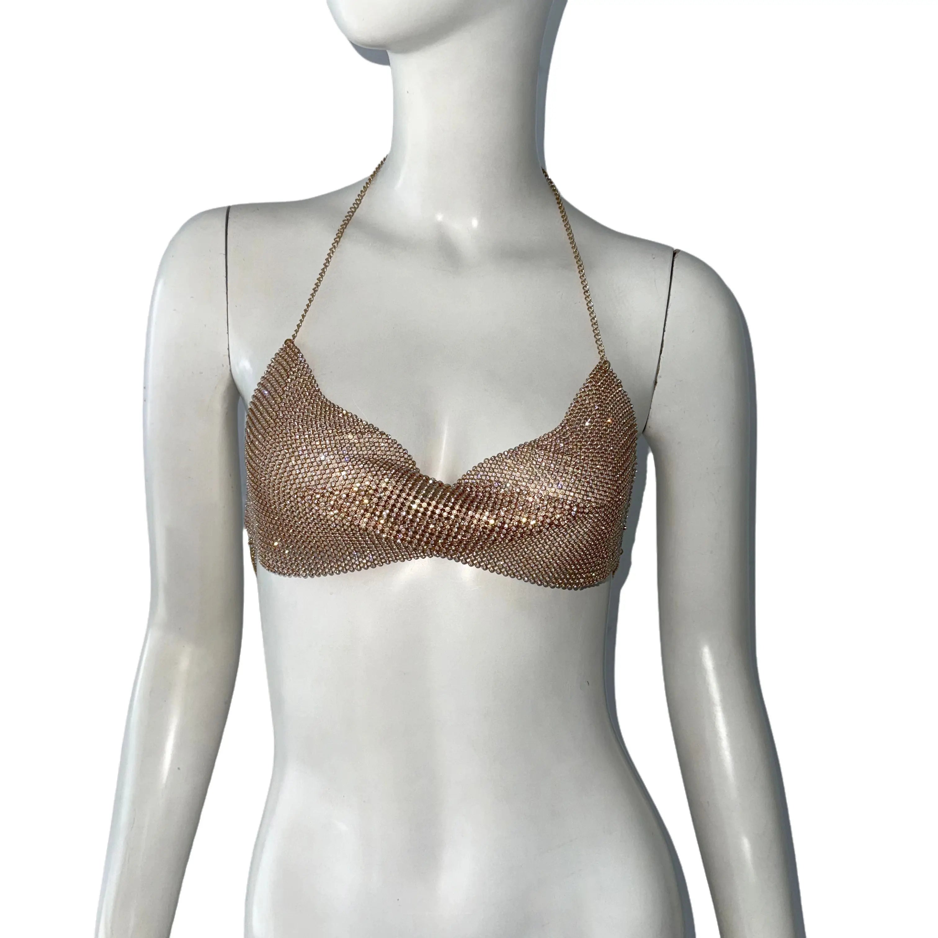 Sparkling Chain Backless Bra Top