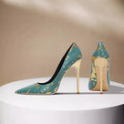 Golden Snake Pattern Pointed Toe Stiletto