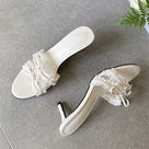 Butterfly-knot Lace Edge Thin Heels Sandals