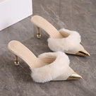 Furry Upper Pointed Toe Pump Shoes