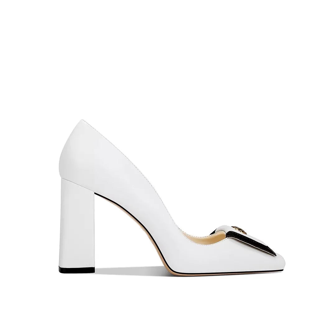 Flower Piece Square Toe Pump Shoes