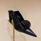 Origami Bow Pointed Toe Mule Heels