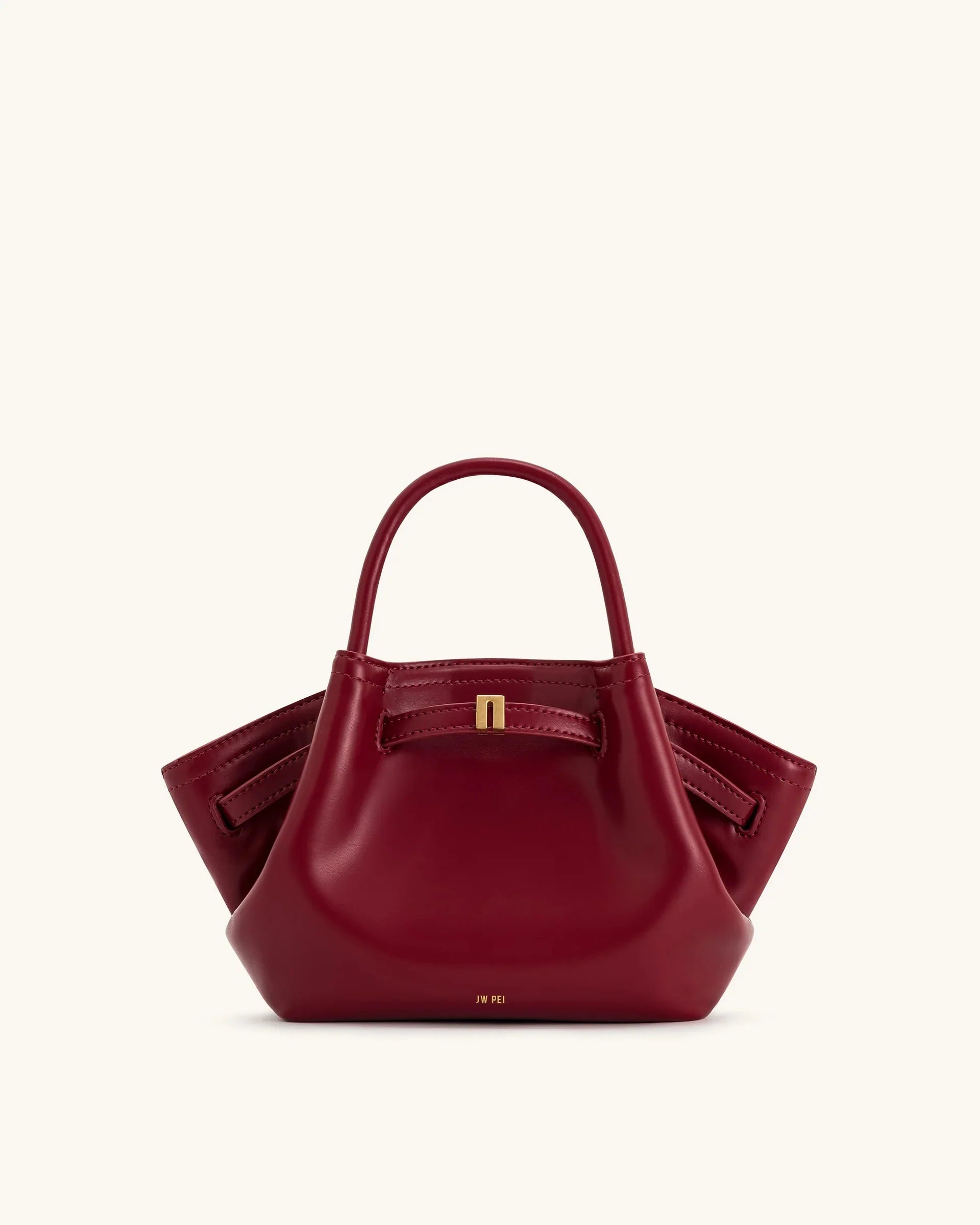 Minimalist Ruched Solid Leather Handbag