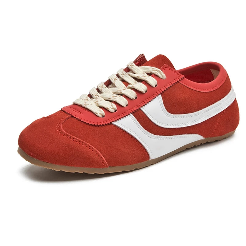 Solid Genuine Leather Lace-up Sneakers