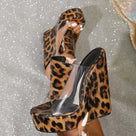 Leopard Print PVC Platform Wedges Sandals