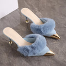 Furry Upper Pointed Toe Pump Shoes