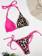 Halter Splicing Leopard Bikini