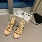 Roman Cane Rivet Wedges Sandals