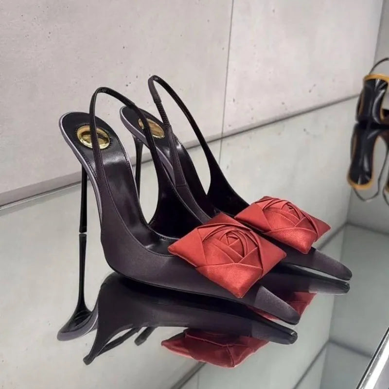 3D Rose Appliques High Heels Shoes