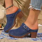 Closed Toe Block Heel Mules Shoes