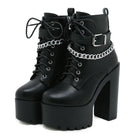 Chain Decor Block Heeled Ankle Boots