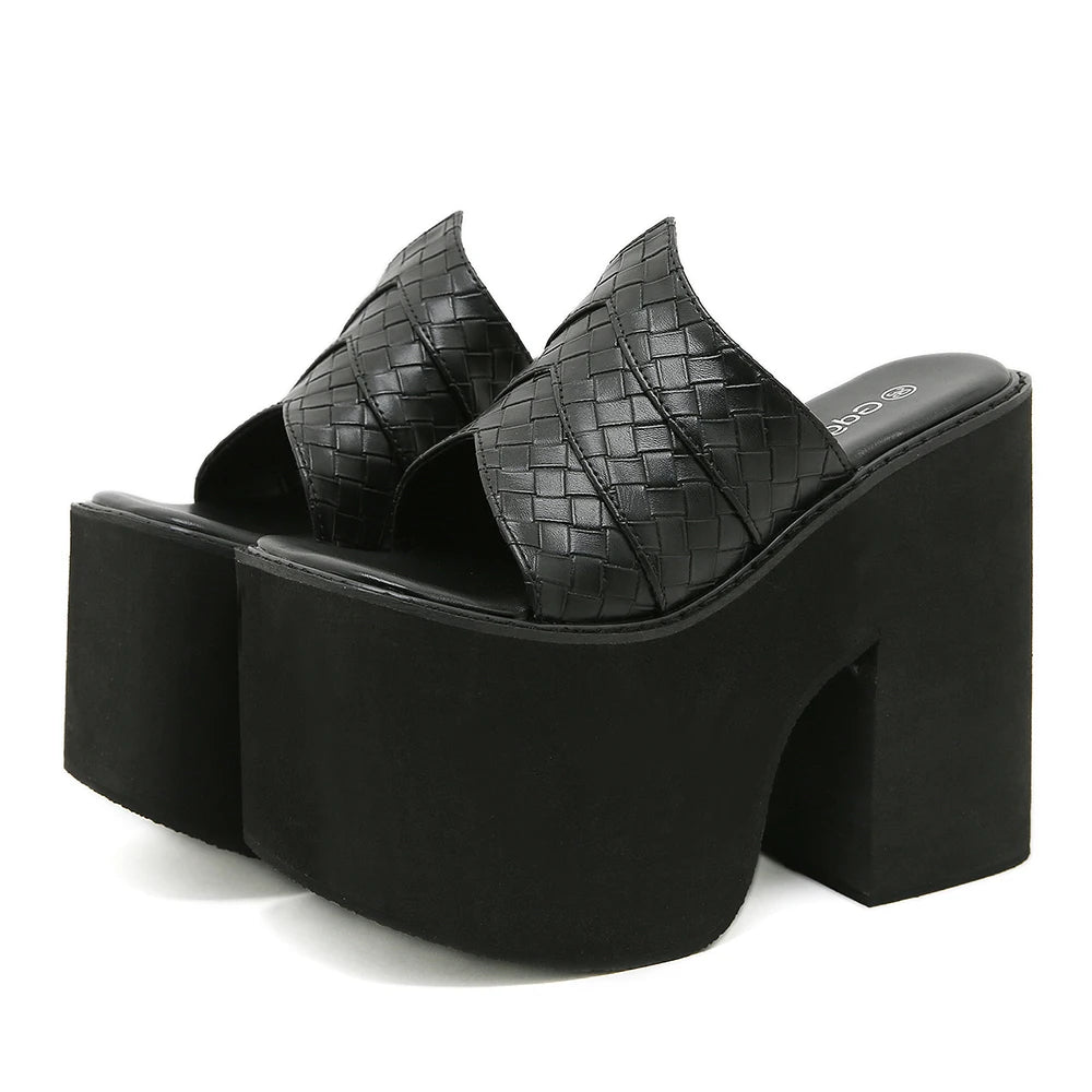 Layer Style Black Chunky Platform Sandals