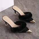 Furry Upper Pointed Toe Pump Shoes