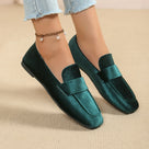 Solid Velvet Shiny Slip-On Flat Shoes
