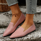 Snake Embossed Texture Pointed-Toe Loafers