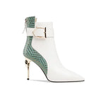 Patchwork Pointed Toe Ankle Boots