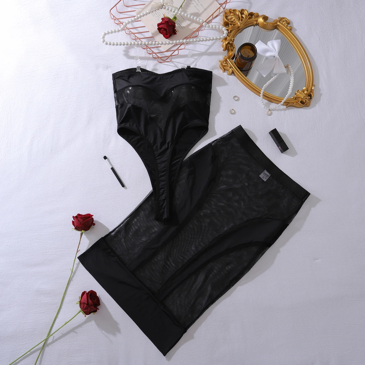 See Through Strapless Half Dress Lingerie