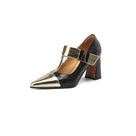 Pointed Toe Chunky Heel Mary Jane Shoes