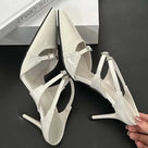 Pointed Toe Leather Mules Pump Shoes