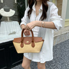 Structured Trapezoid Rattan Handbag