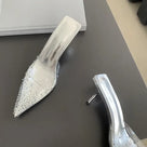 Rhinestone Transparent Mules Pump Shoes