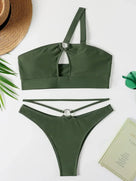 Hollow Out One Shoulder Two Piece