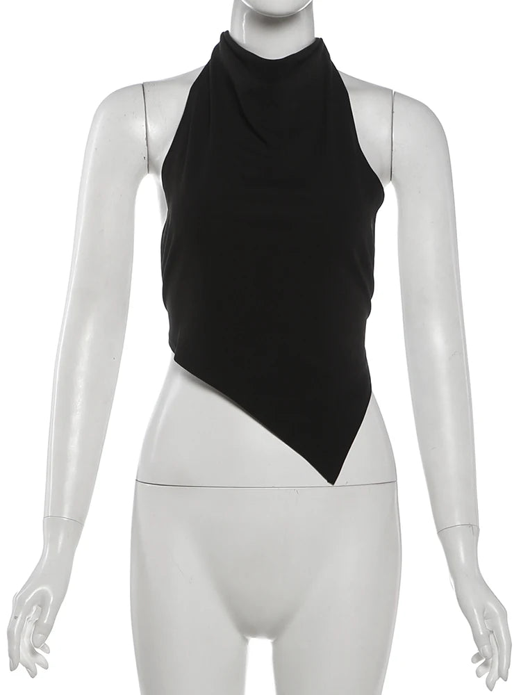 Backless Halter Crop Tank Top